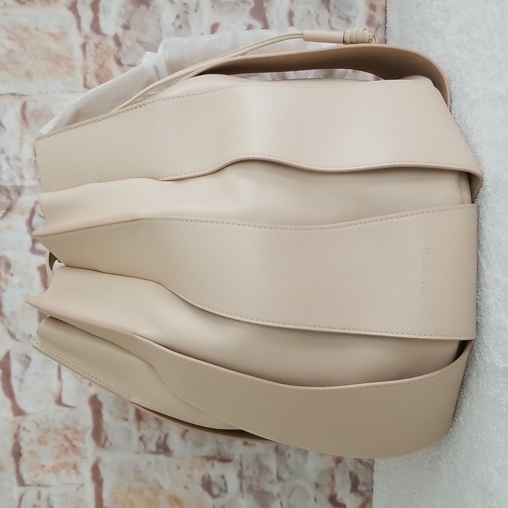 New Ulla Johnson Lotus Pleated Leather Bucket Bag - Picture 6 of 12